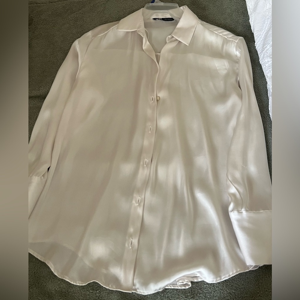 Zara Cream Silk Blouse